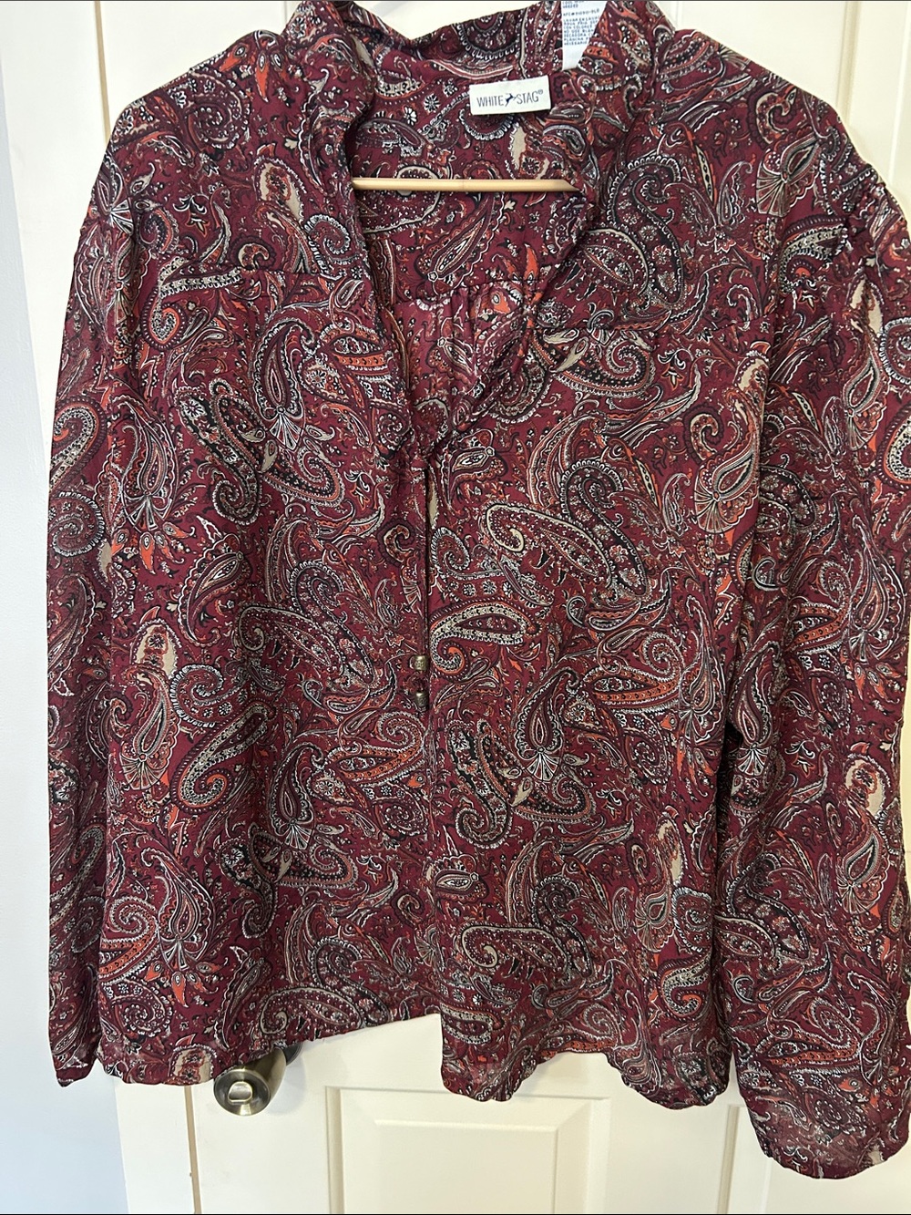White Stag Burgundy Paisley Button-Front Shirt